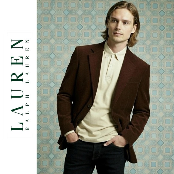 Lauren Ralph Lauren Chocolate Brown Corduroy Blazer Sports Jacket Lined 48 R